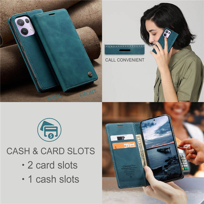 CaseMe OPPO Reno13 Pro Wallet Suede Leather Case