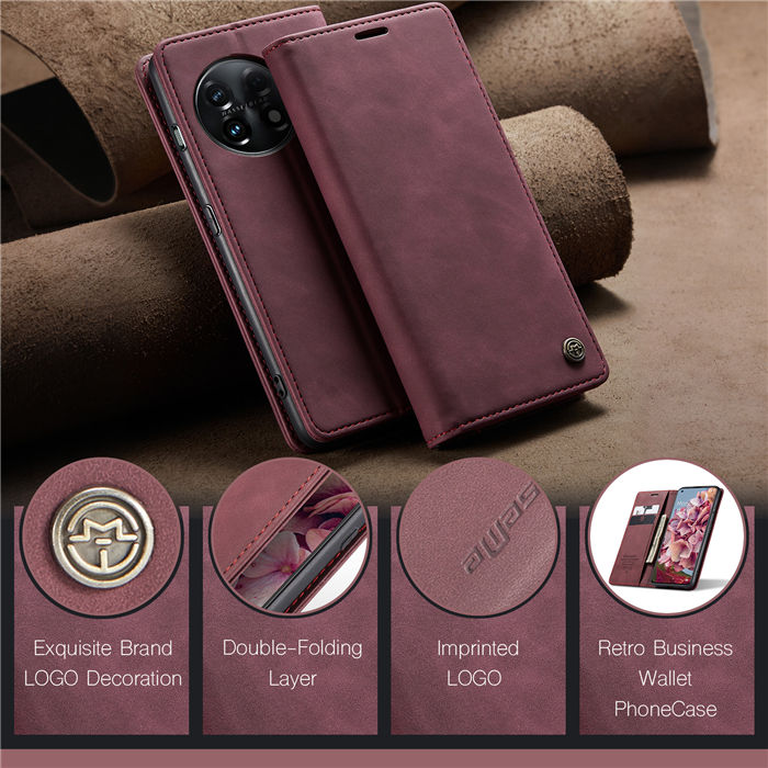 CaseMe OnePlus 11 Wallet Retro Suede Leather Case