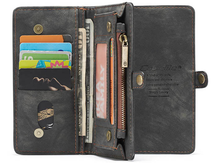 CaseMe OnePlus 7 Zipper Wallet Magnetic Detachable 2 in 1 Folio Case