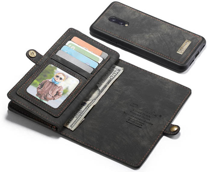 CaseMe OnePlus 7 Zipper Wallet Magnetic Detachable 2 in 1 Folio Case