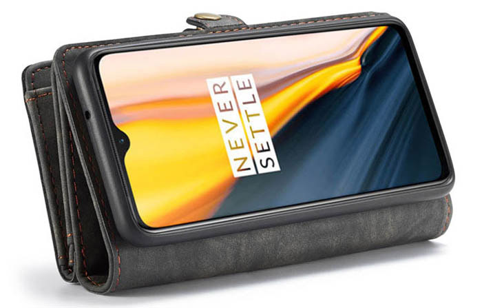 CaseMe OnePlus 7 Zipper Wallet Magnetic Detachable 2 in 1 Folio Case