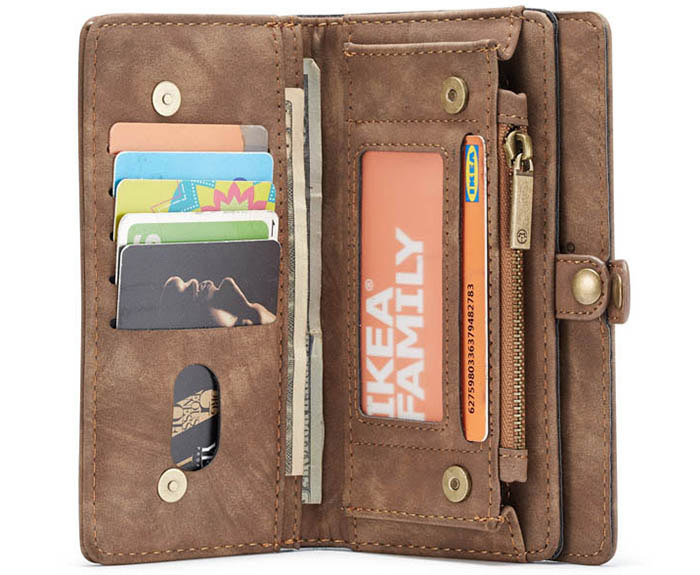 CaseMe OnePlus 7 Zipper Wallet Magnetic Detachable 2 in 1 Folio Case