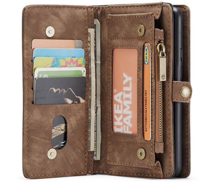 CaseMe OnePlus 7 Zipper Wallet Magnetic Detachable 2 in 1 Folio Case