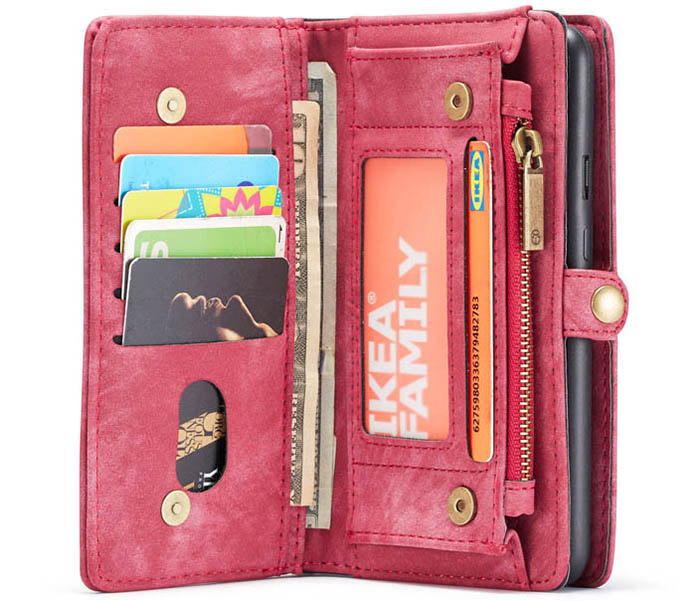 CaseMe OnePlus 7 Zipper Wallet Magnetic Detachable 2 in 1 Folio Case