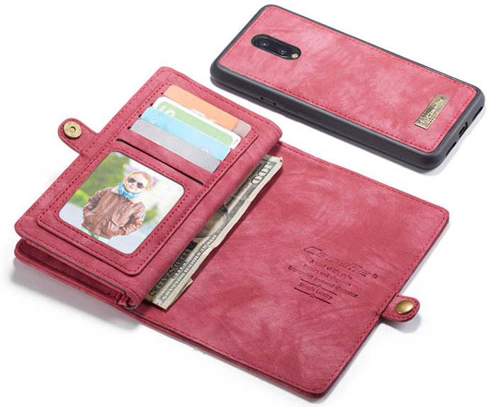 CaseMe OnePlus 7 Zipper Wallet Magnetic Detachable 2 in 1 Folio Case