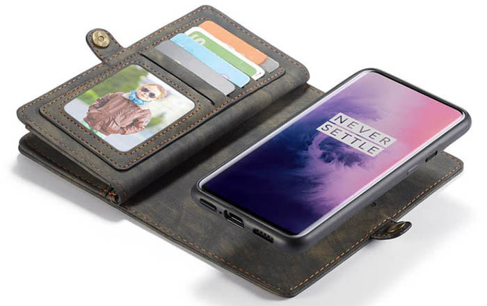 CaseMe OnePlus 7 Pro Zipper Wallet Magnetic Detachable 2 in 1 Folio Case