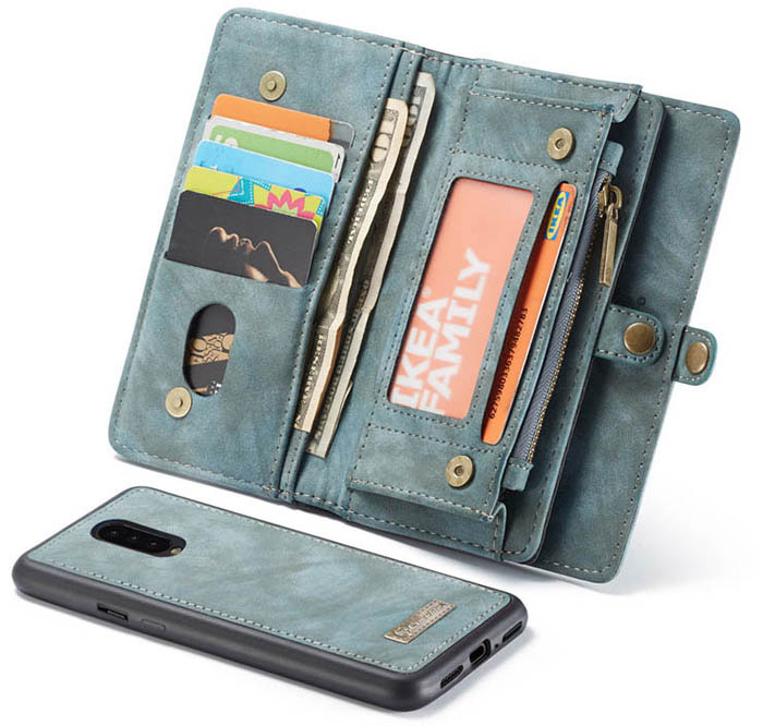 CaseMe OnePlus 7 Pro Zipper Wallet Magnetic Detachable 2 in 1 Folio Case