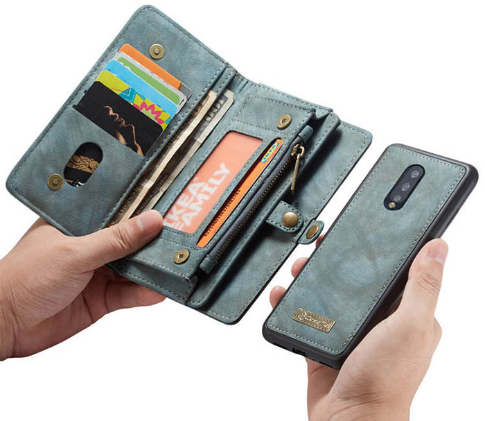 CaseMe OnePlus 7 Pro Zipper Wallet Magnetic Detachable 2 in 1 Folio Case