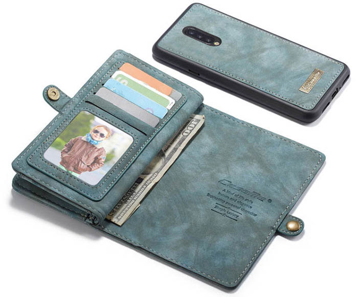 CaseMe OnePlus 7 Pro Zipper Wallet Magnetic Detachable 2 in 1 Folio Case