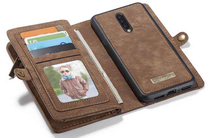 CaseMe OnePlus 7 Pro Zipper Wallet Magnetic Detachable 2 in 1 Folio Case