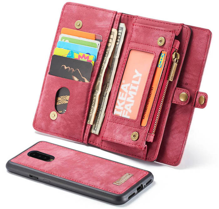 CaseMe OnePlus 7 Pro Zipper Wallet Magnetic Detachable 2 in 1 Folio Case