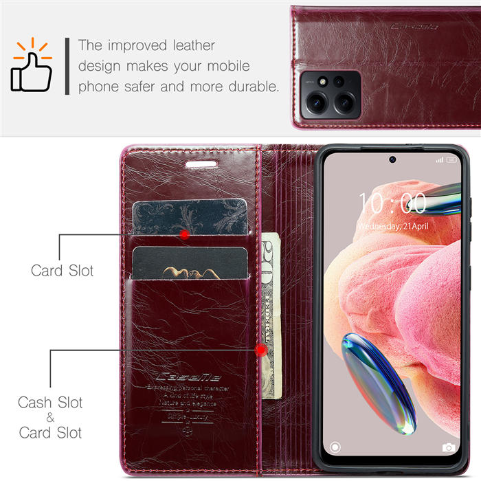 CaseMe Xiaomi Redmi Note 12 4G Wallet Kickstand Magnetic Flip Case