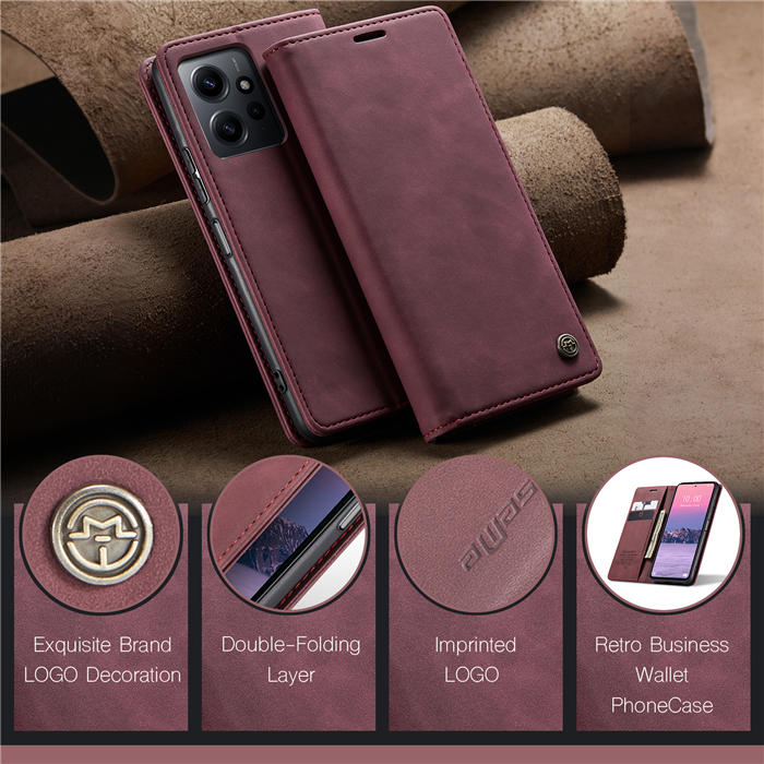 CaseMe Xiaomi Redmi Note 12 4G Wallet Suede Leather Case