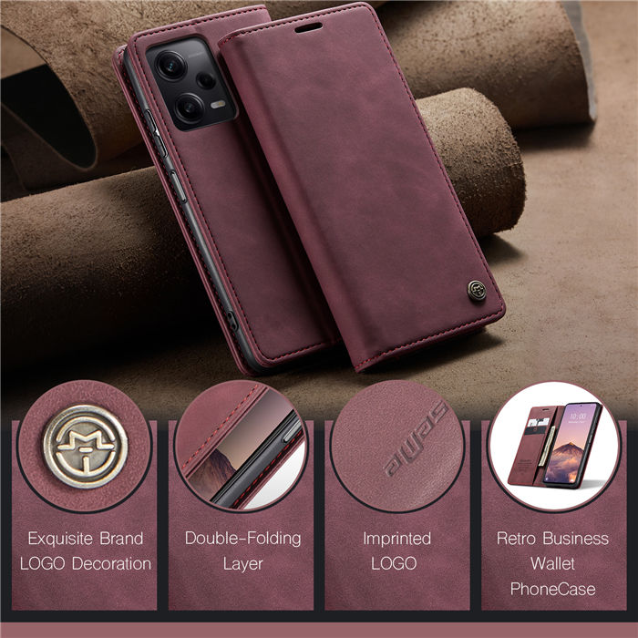 CaseMe Xiaomi Redmi Note 12 Pro Plus Wallet Retro Suede Leather Case