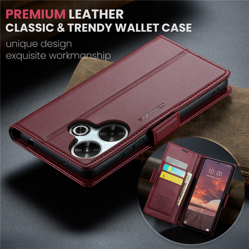 CaseMe Xiaomi Redmi 13 Wallet RFID Blocking Magnetic Buckle Case