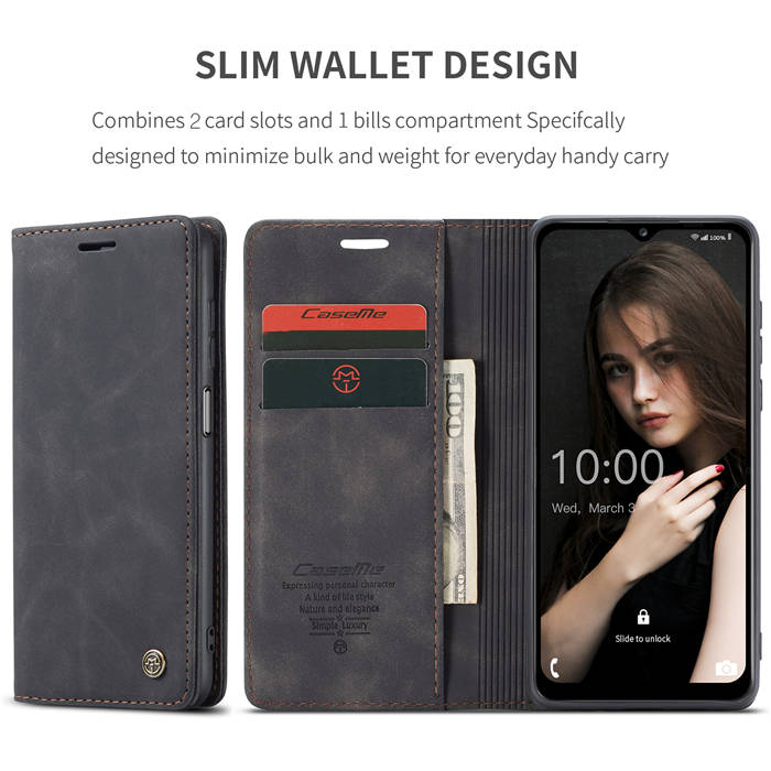 CaseMe Samsung Galaxy A12 5G Wallet Kickstand Magnetic Case Black