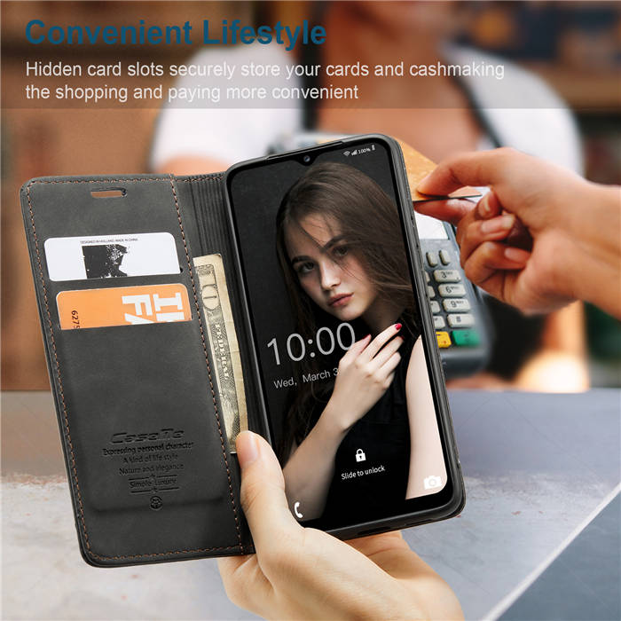 CaseMe Samsung Galaxy A12 5G Wallet Kickstand Magnetic Case Black