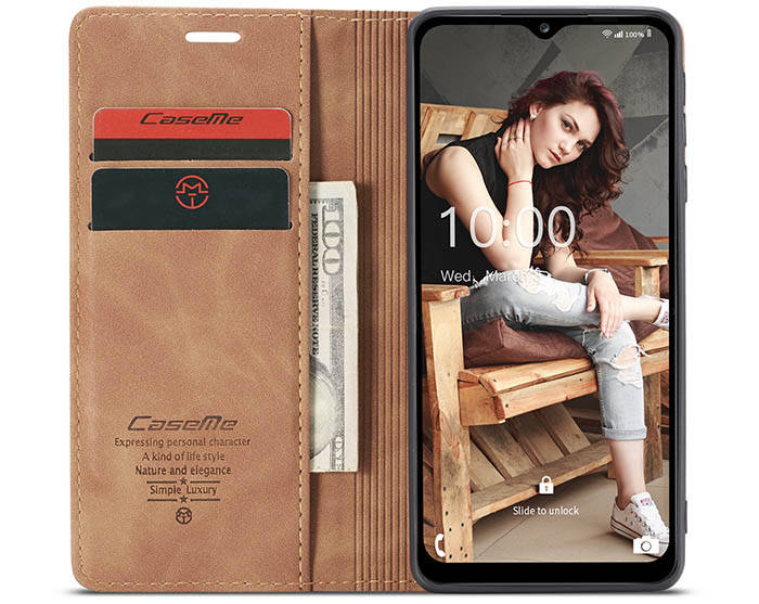 CaseMe Samsung Galaxy A12 5G Wallet Kickstand Magnetic Flip Leather Case