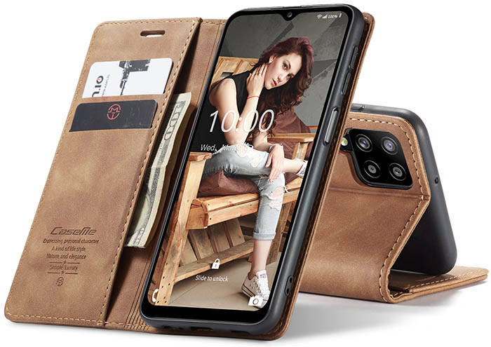 CaseMe Samsung Galaxy A12 5G Wallet Kickstand Magnetic Flip Leather Case