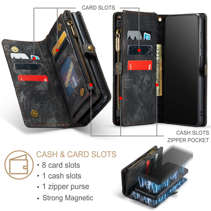 CaseMe Samsung Galaxy A13 5G Zipper Wallet Magnetic Detachable 2 in 1 Case