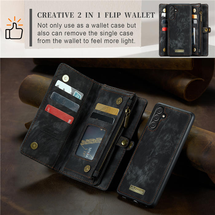 CaseMe Samsung Galaxy A13 5G Zipper Wallet Magnetic Detachable 2 in 1 Case