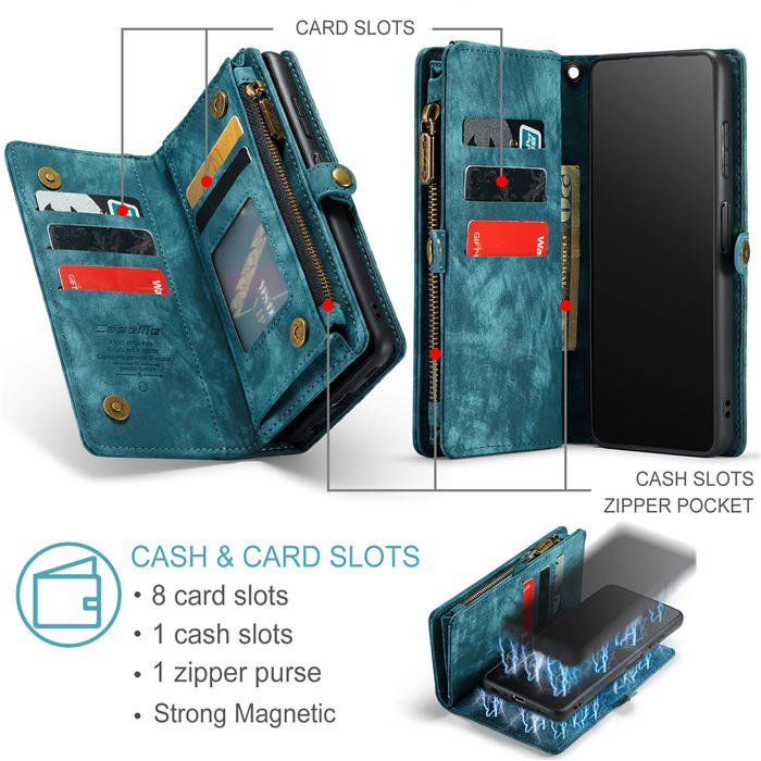 CaseMe Samsung Galaxy A13 5G Zipper Wallet Magnetic Detachable 2 in 1 Case