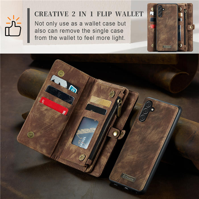 CaseMe Samsung Galaxy A13 5G Zipper Wallet Magnetic Detachable 2 in 1 Case