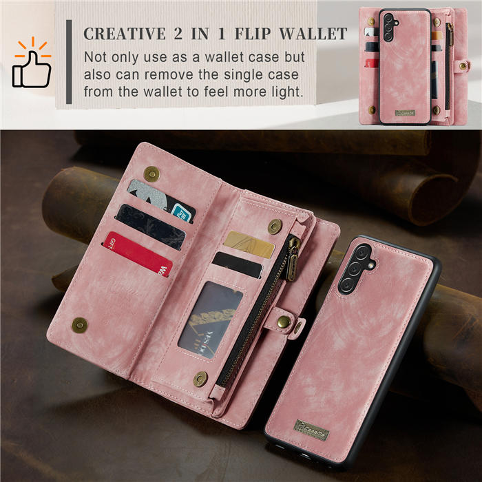 CaseMe Samsung Galaxy A13 5G Zipper Wallet Magnetic Detachable 2 in 1 Case