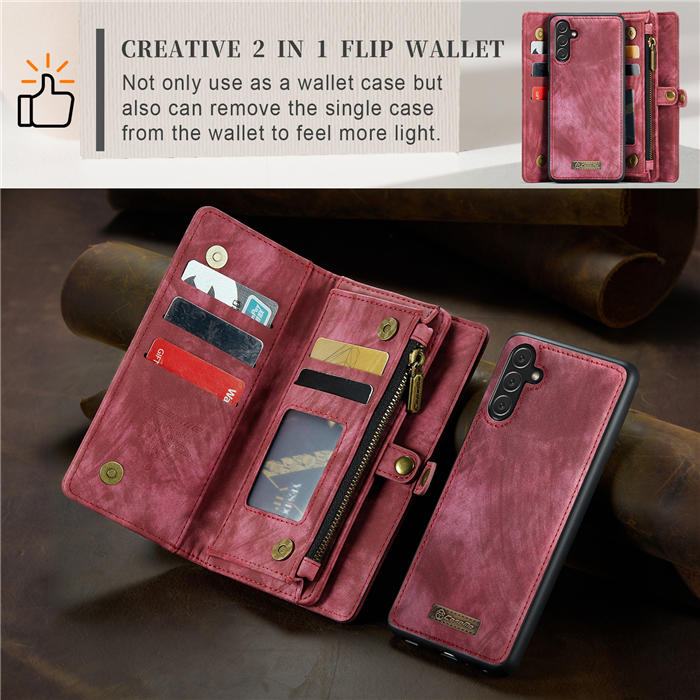 CaseMe Samsung Galaxy A13 5G Zipper Wallet Magnetic Detachable 2 in 1 Case