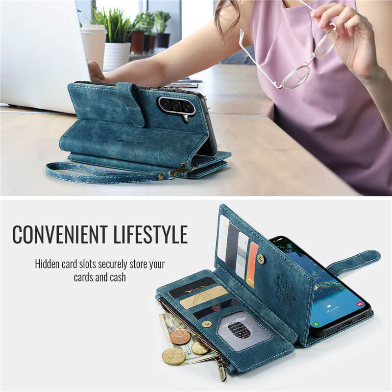 CaseMe Samsung Galaxy A17 Wallet Leather Case with Wrist Strap