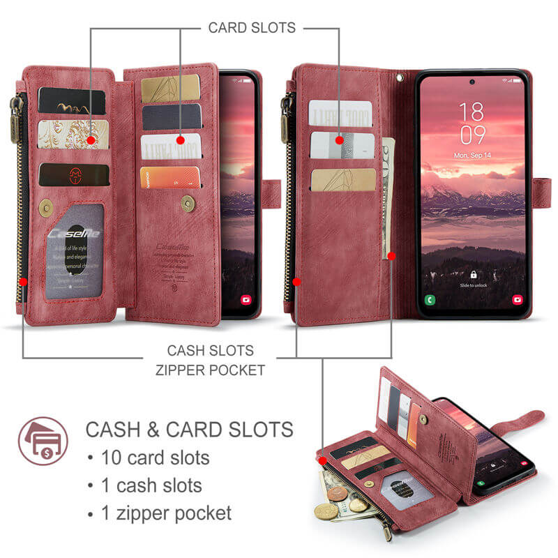 CaseMe Samsung Galaxy A17 Wallet Leather Case with Wrist Strap