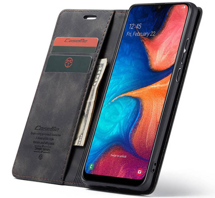 CaseMe Samsung Galaxy A30 Retro Wallet Kickstand Magnetic Flip Leather Case