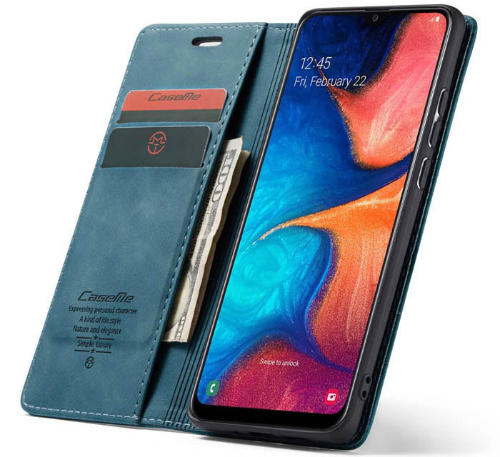 CaseMe Samsung Galaxy A30 Retro Wallet Kickstand Magnetic Flip Leather Case