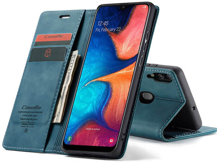 CaseMe Samsung Galaxy A30 Retro Wallet Kickstand Magnetic Flip Leather Case