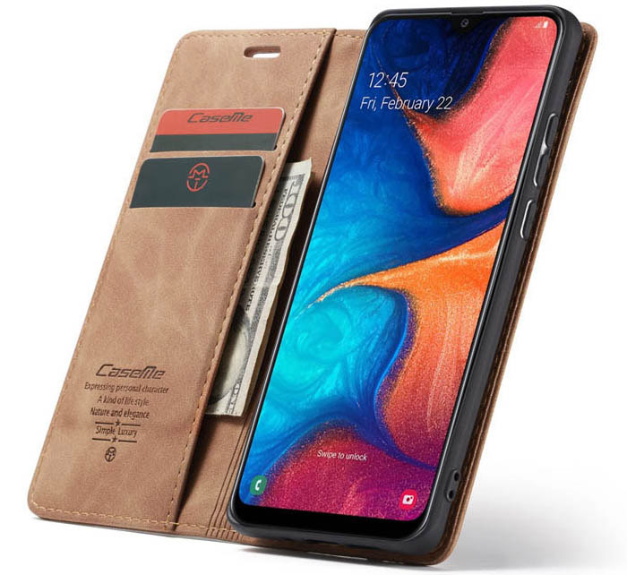 CaseMe Samsung Galaxy A30 Retro Wallet Kickstand Magnetic Flip Leather Case