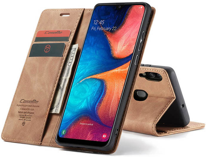 CaseMe Samsung Galaxy A30 Retro Wallet Kickstand Magnetic Flip Leather Case