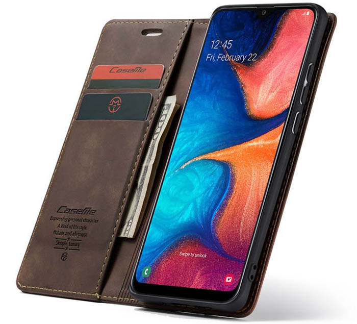 CaseMe Samsung Galaxy A30 Retro Wallet Kickstand Magnetic Flip Leather Case