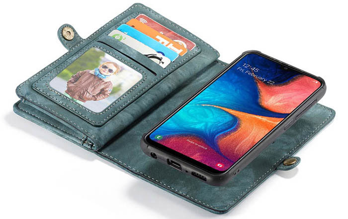 CaseMe Samsung Galaxy A20e Zipper Wallet Magnetic Detachable 2 in 1 Case