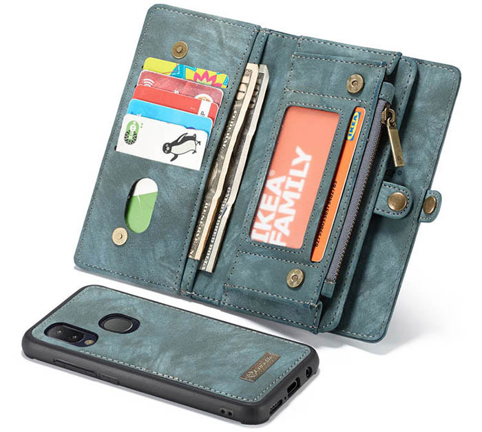 CaseMe Samsung Galaxy A20e Zipper Wallet Magnetic Detachable 2 in 1 Case