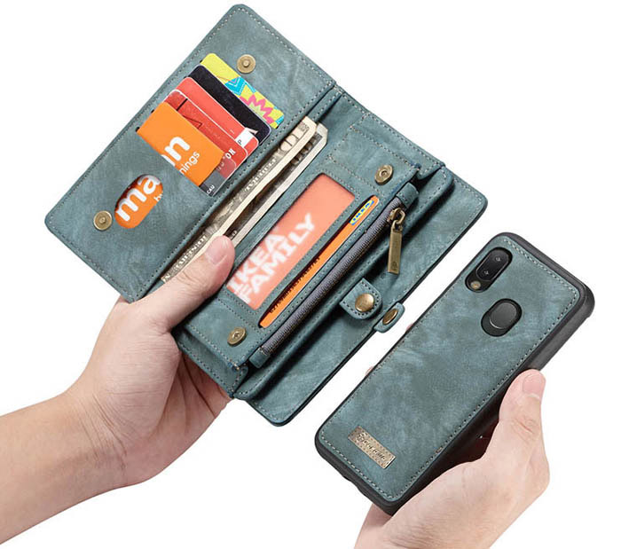 CaseMe Samsung Galaxy A20e Zipper Wallet Magnetic Detachable 2 in 1 Case