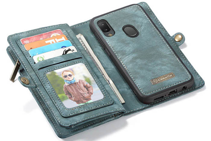 CaseMe Samsung Galaxy A20e Zipper Wallet Magnetic Detachable 2 in 1 Case