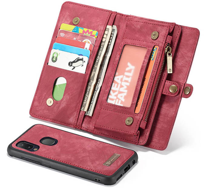 CaseMe Samsung Galaxy A20e Zipper Wallet Magnetic Detachable 2 in 1 Case