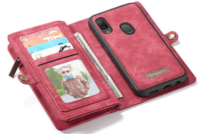 CaseMe Samsung Galaxy A20e Zipper Wallet Magnetic Detachable 2 in 1 Case