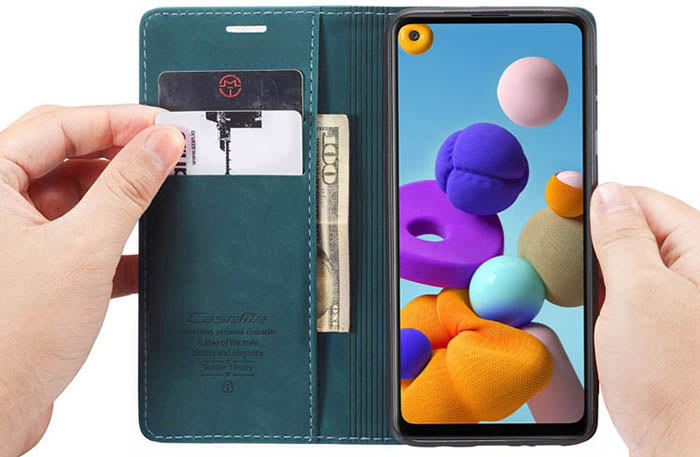 CaseMe Samsung Galaxy A21S Wallet Kickstand Magnetic Flip Leather Case