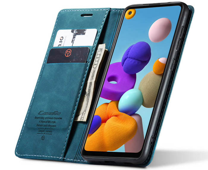 CaseMe Samsung Galaxy A21S Wallet Kickstand Magnetic Flip Leather Case