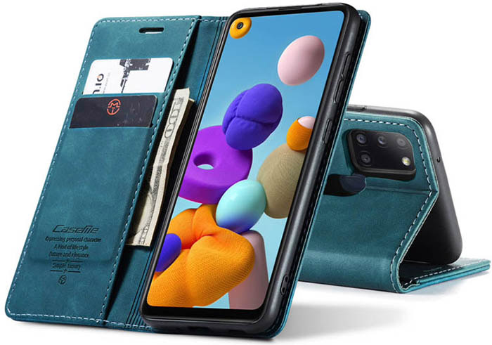 CaseMe Samsung Galaxy A21S Wallet Kickstand Magnetic Flip Leather Case