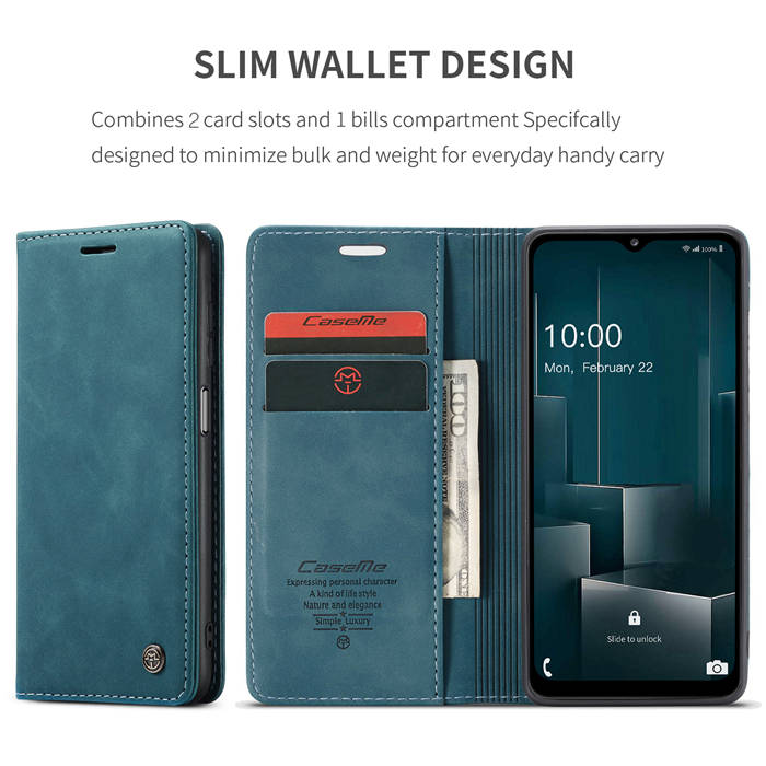 CaseMe Samsung Galaxy A32 5G Wallet Kickstand Magnetic Case Blue