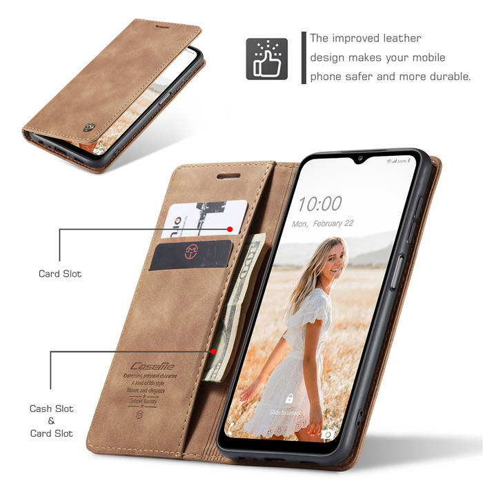 CaseMe Samsung Galaxy A32 5G Wallet Kickstand Magnetic Case Brown