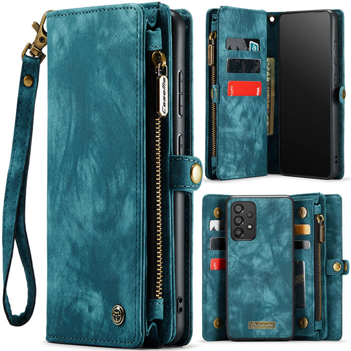 CaseMe Samsung Galaxy A33 5G Zipper Wallet Magnetic Detachable 2 in 1 Case with Wrist Strap