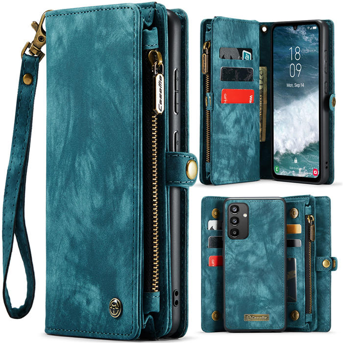 CaseMe Samsung Galaxy A34 5G Zipper Wallet Magnetic Detachable 2 in 1 Case with Wrist Strap